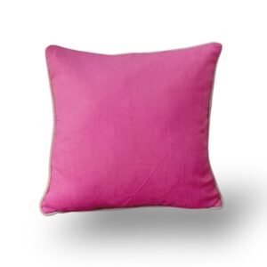 Solid pink color Cushion Cover of Corduroy Fabric, with border piping work, Size: - 16x16 inch, Filler included